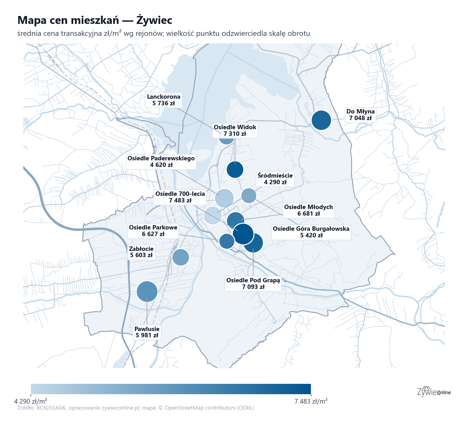Mapa cen mieszkań - Żywiec