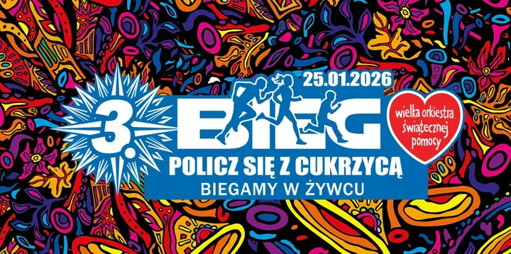 Grafika promocyjna wydarzenia 3. Żywiecki Bieg „Policz się z cukrzycą”