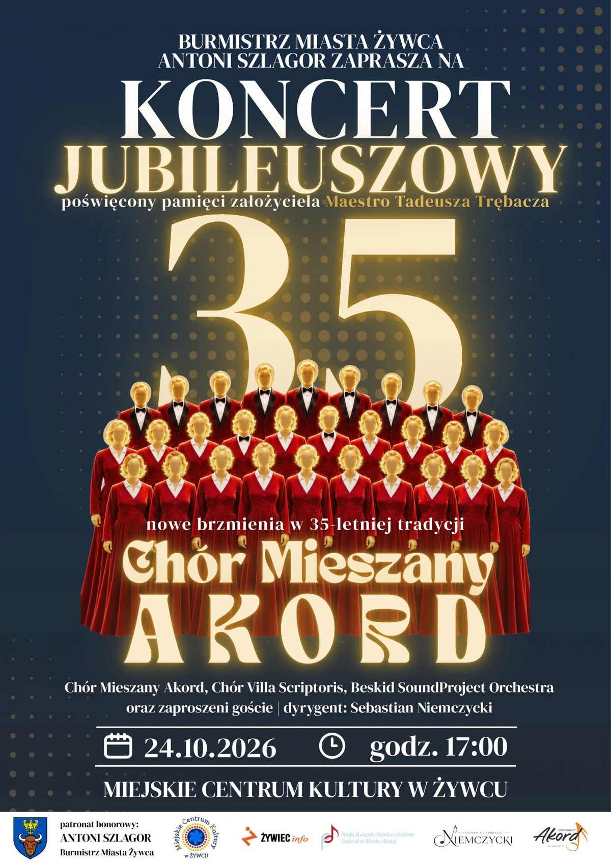 Grafika promocyjna wydarzenia 35-lecie Chóru AKORD – koncert jubileuszowy