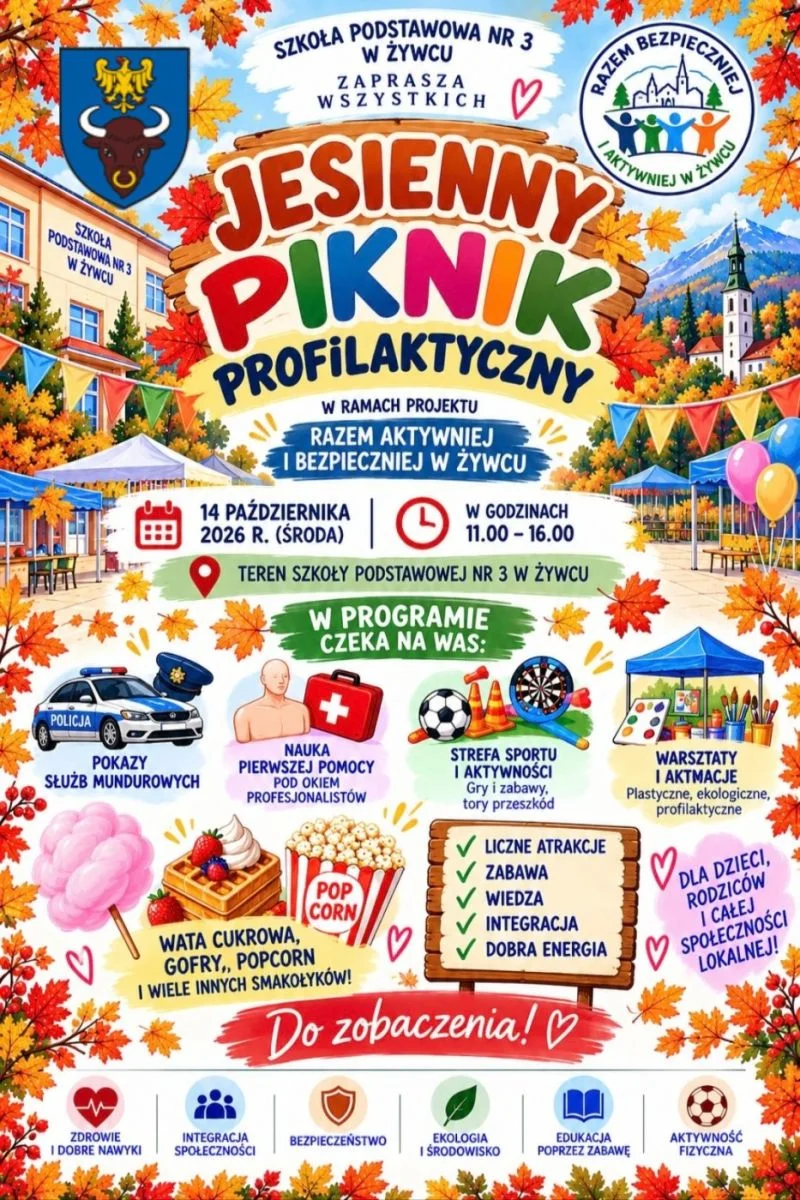 Grafika promocyjna wydarzenia Jesienny Piknik Profilaktyczny
