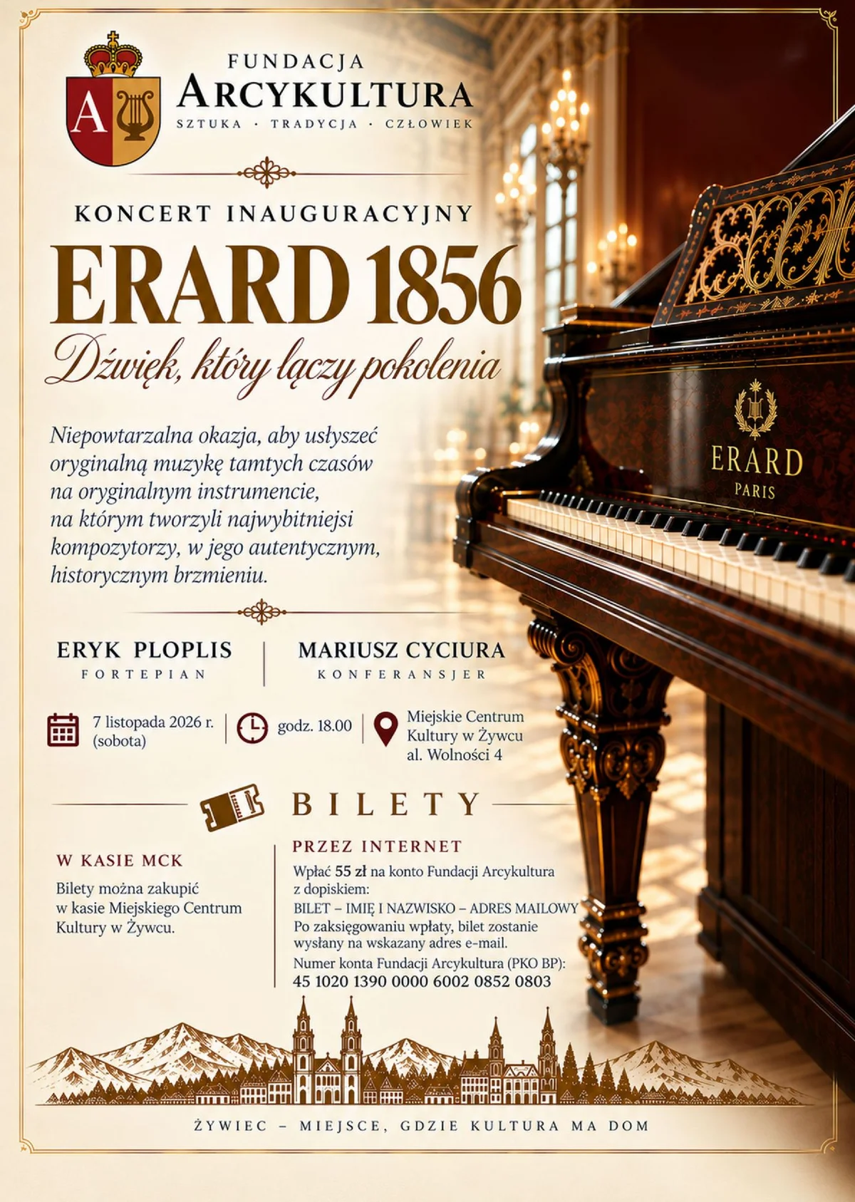 Grafika promocyjna wydarzenia Koncert inauguracyjny „ERARD 1856 – Dźwięk, który łączy pokolenia”