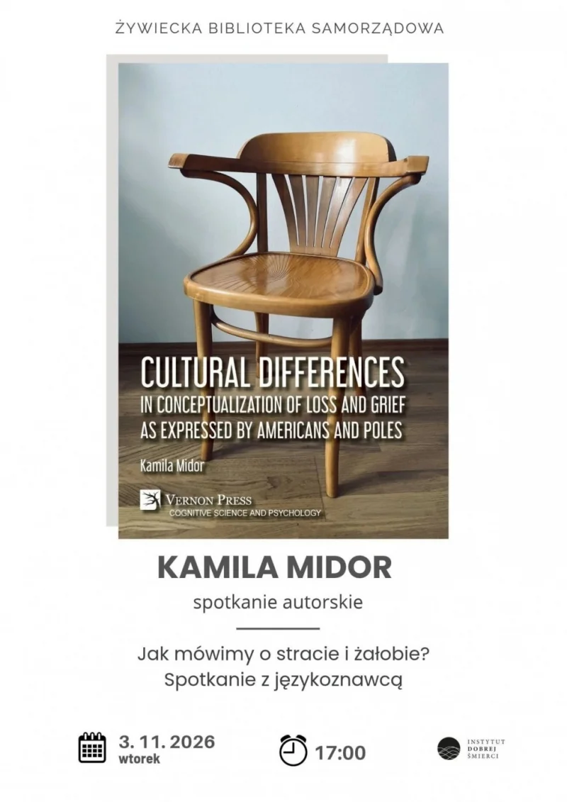Grafika promocyjna wydarzenia O stracie i żałobie – jak o tym mówimy? Spotkanie z językoznawcą
