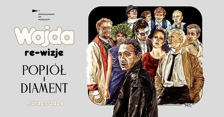 Grafika promocyjna wydarzenia POPIÓŁ I DIAMENT I WAJDA: re-wizje — przegląd filmów Andrzeja Wajdy
