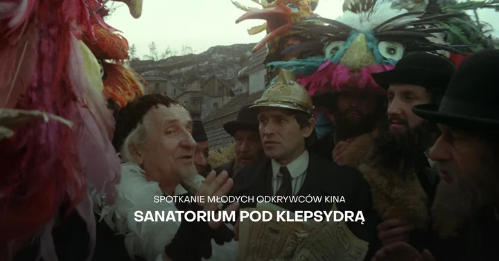 Grafika promocyjna wydarzenia SANATORIUM POD KLEPSYDRĄ i SMOK — pokaz i spotkanie młodych kinomanów w Żywcu