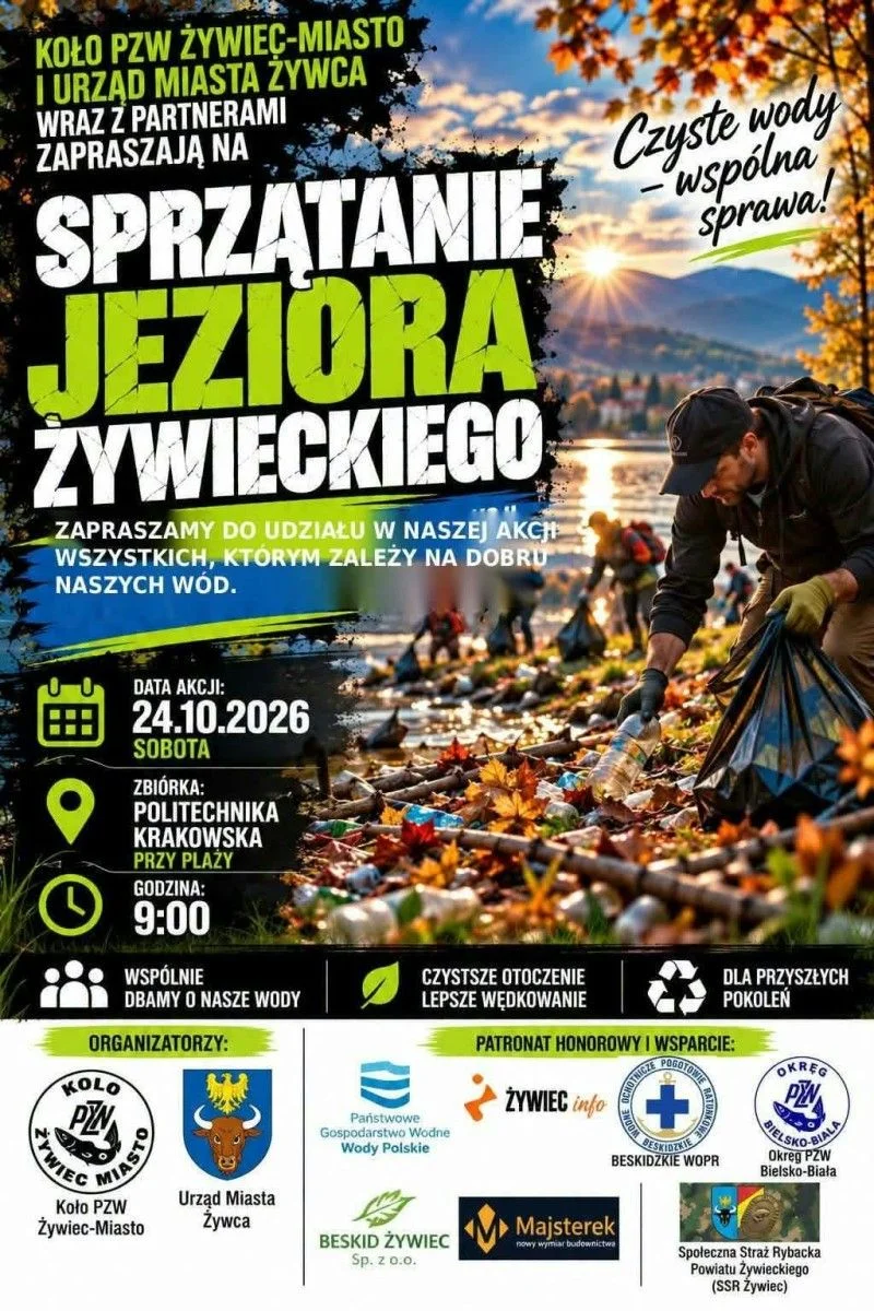 Grafika promocyjna wydarzenia Sprzątanie Jeziora Żywieckiego