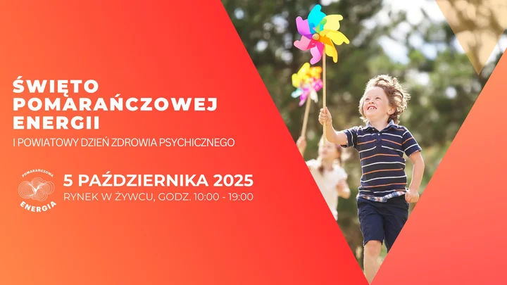 Obrazek przedstawia grafikę promocyjną wydarzenia Święto energii i wsparcia dla zdrowia psychicznego na żywieckim Rynku