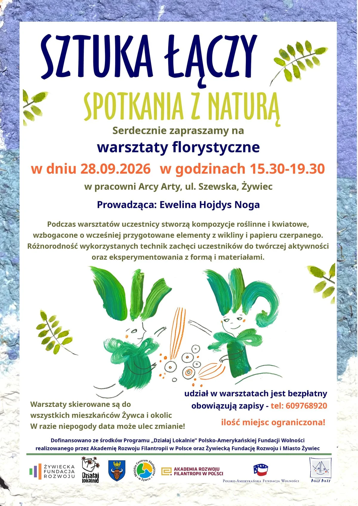 Grafika promocyjna wydarzenia SZTUKA ŁĄCZY: warsztaty florystyczne
