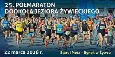 Grafika promocyjna wydarzenia 25. Półmaraton dookoła Jeziora Żywieckiego — trasa, data i praktyczne info