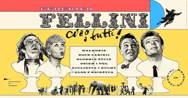 Grafika promocyjna wydarzenia FEDERICO FELLINI: Ciao a tutti! w Kinie Janosik – przegląd filmów mistrza włoskiego kina