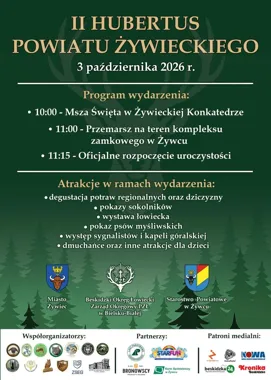 Grafika promocyjna wydarzenia II Hubertus Powiatu Żywieckiego