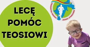 Grafika promocyjna wydarzenia LECĘ POMÓC TEOSIOWI — półmaraton dookoła Jeziora Żywieckiego