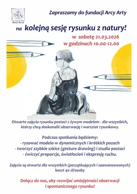 Grafika promocyjna wydarzenia RYSUNEK Z NATURY — plenerowa sesja rysunkowa na Rynku w Żywcu