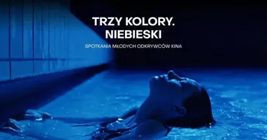 Grafika promocyjna wydarzenia SMOK w Żywcu: „Trzy kolory: Niebieski” i spotkanie dla młodych odkrywców kina