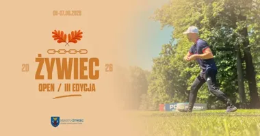 Grafika promocyjna wydarzenia Żywiec Open 2026 — turniej disc golfa w Parku Zamkowym
