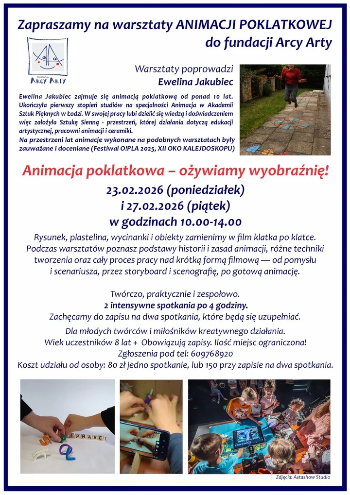 Grafika promocyjna wydarzenia WARSZTATY ANIMACJI POKLATKOWEJ w Żywcu — 23 lutego 2026