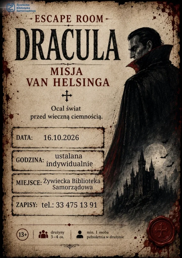 Dracula - Misja Van Helsinga zamieni bibliotekę w literacki escape room
