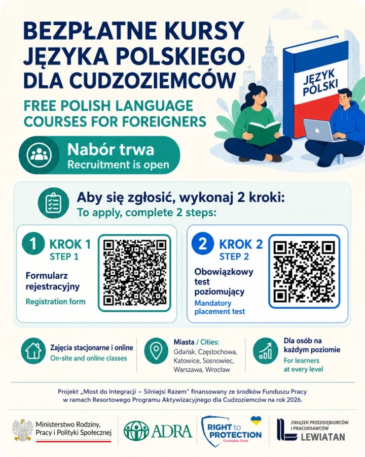 Polski za darmo dla cudzoziemców. Są kursy także online