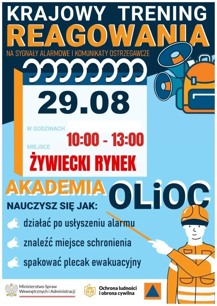 Na żywieckim Rynku będzie można przećwiczyć reakcję na alarm