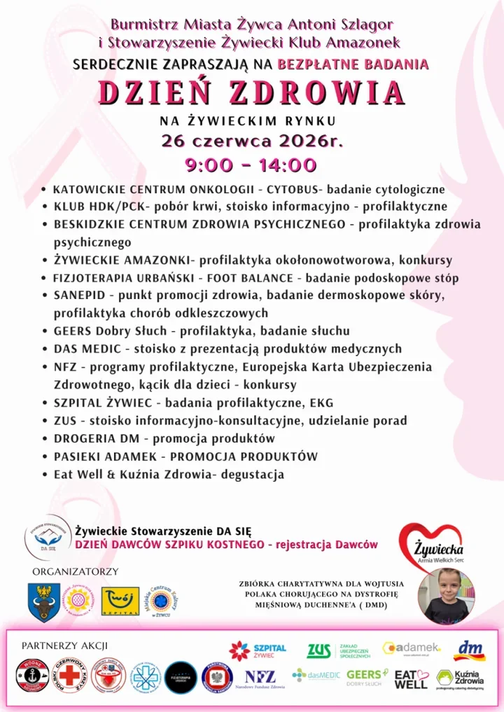 Na żywieckim Rynku ruszy Dzień Zdrowia. Będą badania i pomoc dla Wojtusia