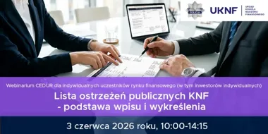 KNF tłumaczy zasady ostrzeżeń. Webinarium otwarte dla inwestorów