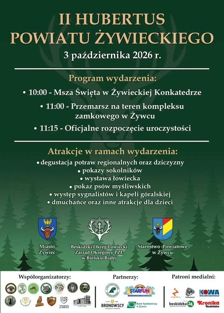 Hubertus w Żywcu po raz drugi. Będą pokazy, dziczyzna i atrakcje dla dzieci